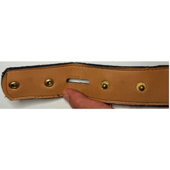 Mens Blue Snakeskin Overlay Nocona Leather Belt Snap-On Strap Sz 34 Wavy Pattern - Picture 4 of 11